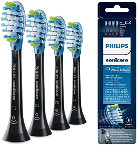 Philips Sonicare Premium Plaque Defence BrushSync Enabled Replacement brush Heads, 4pk Black - HX9044/33