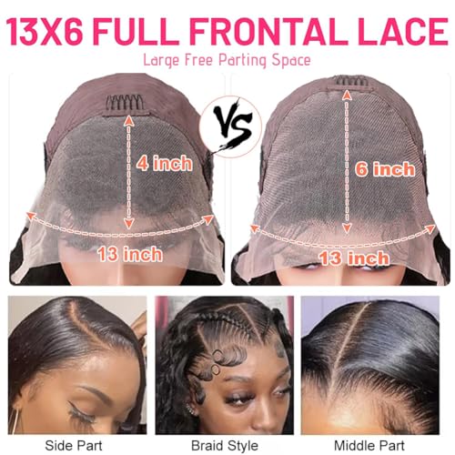 200 density 13x6 Water Wave Lace Front Wigs Human Hair Pre Plucked Glueless Wigs Human Hair Water Deep Cury HD Transparent 13x6 Full Lace Frontal Wigs Brazilian Virgin Hair Wigs Natural Black 28inch