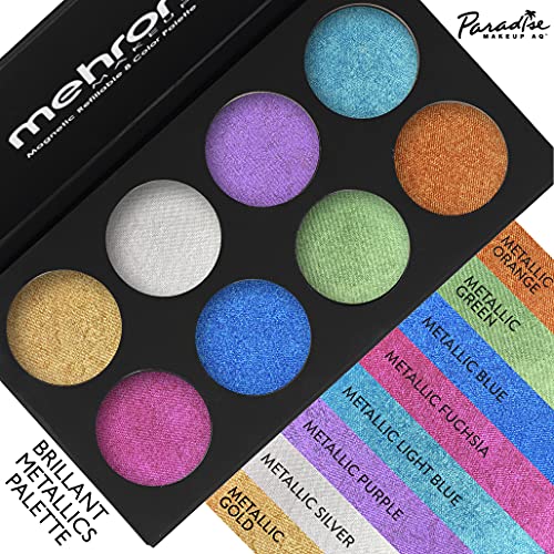 Mehron Makeup Paradise Makeup FX 8 Color Metallic Palette | Magnetic Refillable Face & Body Paint Palette | Professional Water Activated Paint for Costumes, SFX, Halloween, & Cosplay