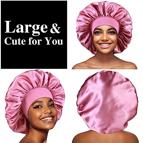 12pcs Large Satin Bonnets for Sleeping, Silky Hair Bonnet for Black Women Braid Curly Hair