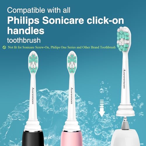 Aoremon Replacement Heads for Philips Sonicare 4100 5100 5300 6100 Electric Toothbrush and fit for Most Phillips Sonicare Click-on Model-10 Pack