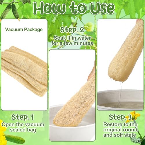 15.7 inches Natural Loofah Sponges Pack of 6, for Kitchen Dishes Body Scrubber