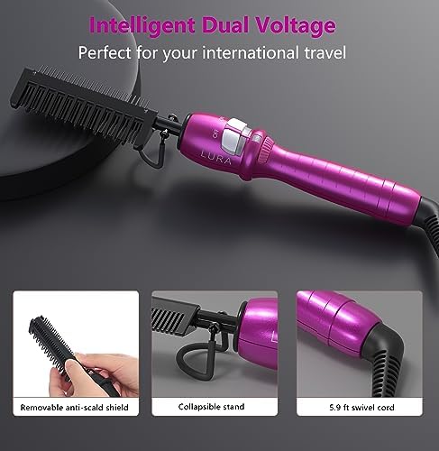 200-500°F Pink Hot Comb:Electric Hot Comb for Lace Front Wigs,Electric Pressing Combs for Black Hair,Electric Straightening Comb for African American Hair,