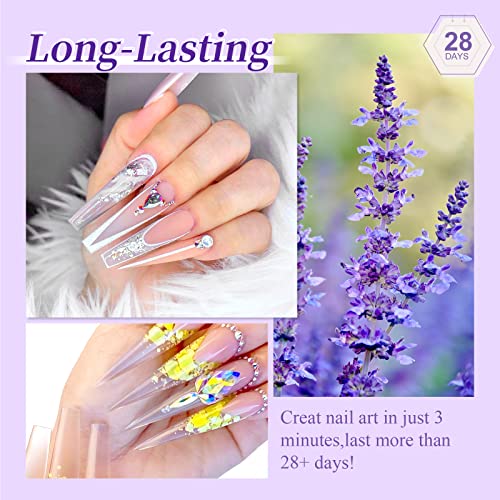 SAVILAND Builder Nail Gel Set - 2 Basic Colors Nail Extension Kit with Foundation Gel Top Gels LED Lamp Brush 100 Pcs Nails Forms at Home Salon