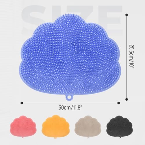 Silicone Shower Foot Scrubber Mat,2025 New Back Exfoliating Bath Wash Pad Wall Mounted Anti-Slip Suction Cups Foot Scrubber,Deep Cleaning Brush Back Massager Pad for Women Men (A-Yellow)