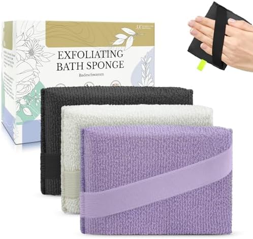 MIG4U Exfoliating Body Scrubber Sponge Exfoliate Dead Skin Bath Sponge for Shower, Luxury Foaming Skin Scrubber for Women Men, 3 Pack Classical