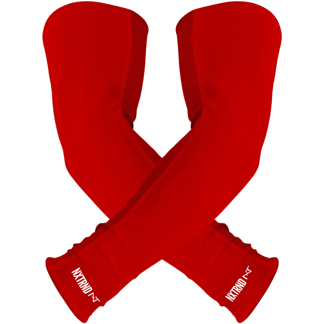 Nxtrnd Air-TEK Arm Sleeves, Breathable Football Arm Sleeves, Compression Arm Sleeves for Men, Sold as a Pair (Medium, Red)