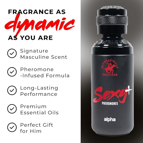 Beverly Hills Polo Club Sexy + Pheromones Alpha EDP Spray - Pheromone Cologne for Men with Natural Essential Oils, Long-Lasting Fresh Scent - Bergamot, Black Pepper & Vanilla Notes - 100ml