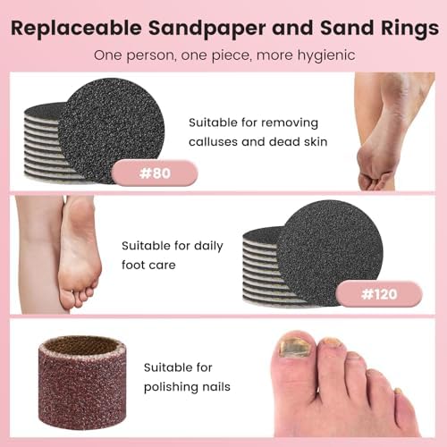 2 in 1 Electric Foot Callus Remover, Rechargeable Electric Callus Remover for Feet with 6 Adjustable Settings, Digital Display Screen Foot File & Nail Drill, Low Noise Foot Scrubber Women Men (Pink)