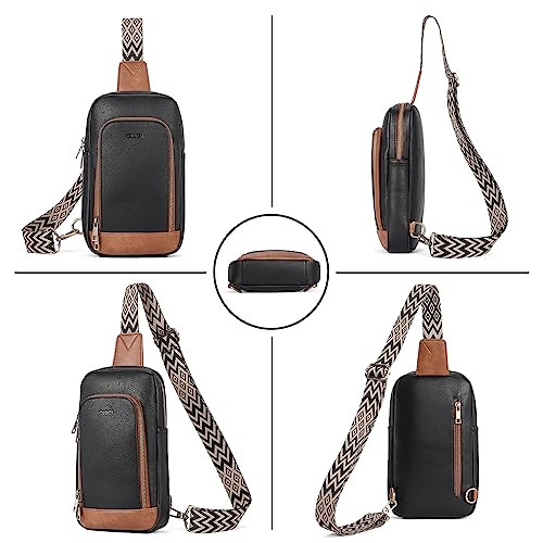 CLUCI Sling Bag for Women, Crossbody Bags for Women, Cross Body Bag for Woman, Large Sling Backpack, Crossbody Bag Men for Travel Hiking Black with Brown