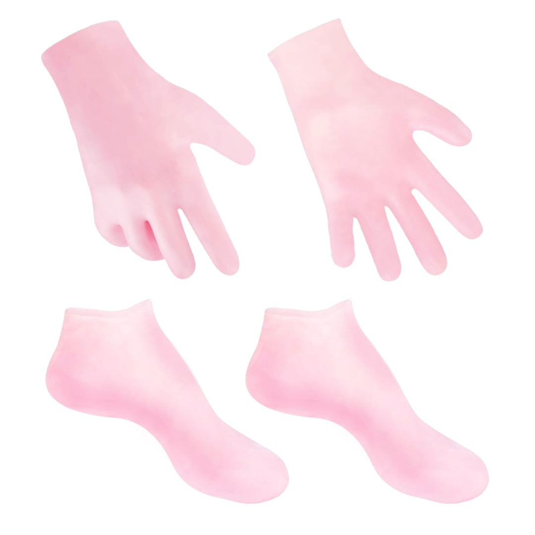 Moyretty 2 Pairs Moisturizing Glove Socks Set, Silicone Gel Spa Socks For Dry Cracked Skin,Silicone Gel Heel Socks Anti Slip,For