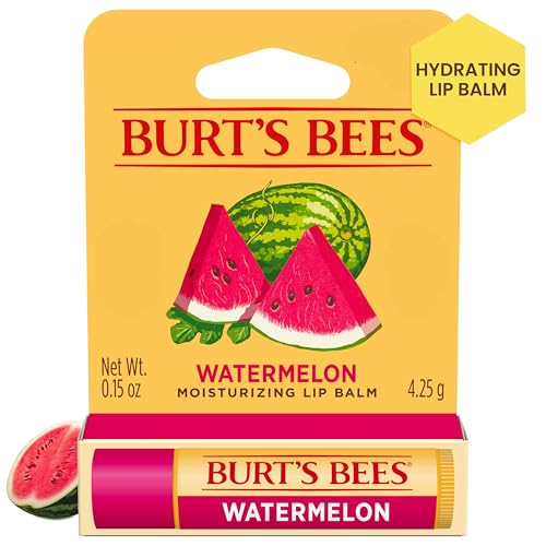 Burt's Bees Watermelon Lip Balm, Lip Moisturizer With Responsibly Sourced Beeswax, Tint-Free, Natural Conditioning Lip Treatment, 1 Tube, 0.15 oz.