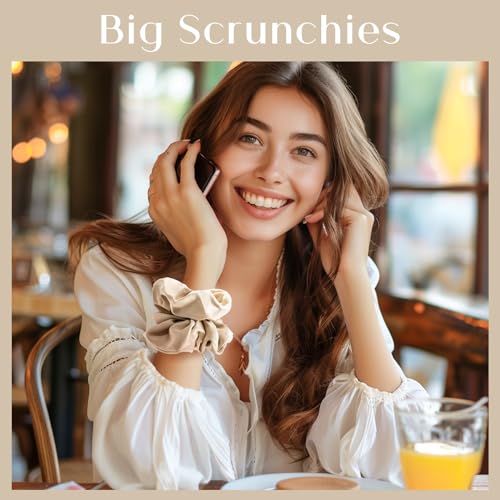 Lolalet Big Scrunchies for Women, 5.9 Inch Large Satin Scrunchies Jumbo Oversized Elastic Hair Ties Extra Large Giant Hair Bands -4 Pack, Style B