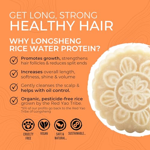 Viori Citrus Yao Shampoo and Conditioner Bar Set and Bamboo Holder - Made with Rice Water for Hair Growth - Handcrafted Sulfate Free Shampoo and Conditioner