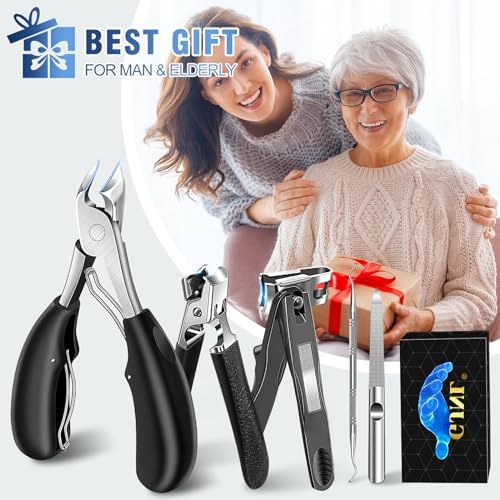 Toenail Clippers for Seniors Thick Toenails, Heavy Duty Large Toe Nail Clippers for Men with Catcher, 360°Rotating Nail Clippers for Seniors, Ingrown Nail Cutter Long Handle with Sharp Curved Blade