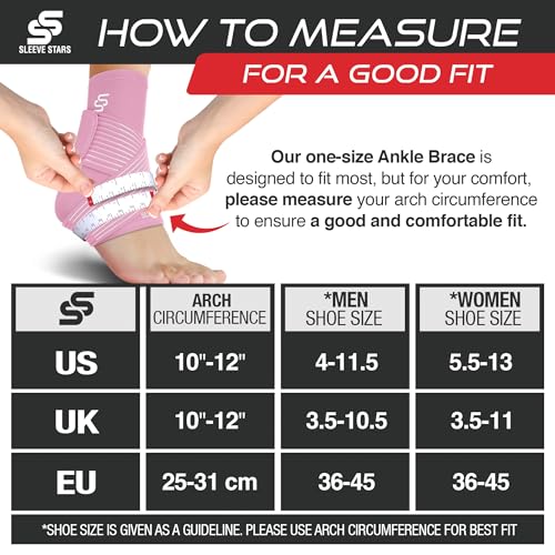 Sleeve Stars Ankle Support for Ligament Damage & Sprained Ankle, Plantar Fasciitis Support & Achilles Tendonitis Pain Relief, Ankle Brace for Women & Men with Compression Ankle Strap (Pair/Baby Pink)