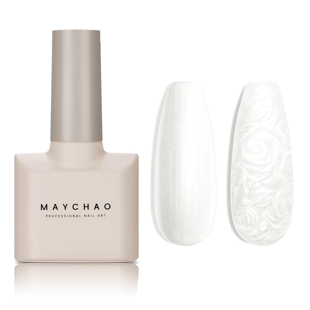 Maychao 15Ml Pearl Gel Nail Polish 1Pc Pearlescent Shell White Nail Polish Soak Off Shimmer Mermaid Gel Polish For Nail Art Mani