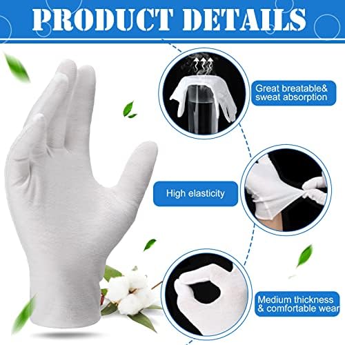240 Pcs Cotton Gloves Cotton Bulk Pack Moisturizing Gloves Overnight Soft Cotton Gloves Uniform Gloves Coin Inspection Gloves Art Handling Gloves for Man and Woman (White)