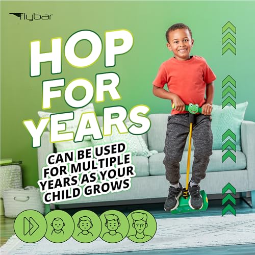Flybar My First Foam Pogo Jumper for Kids Fun and Safe Pogo Stick for Toddlers, Durable Foam and Bungee Jumper for Ages 3 and up, Supports up to 250lbs (Frog)