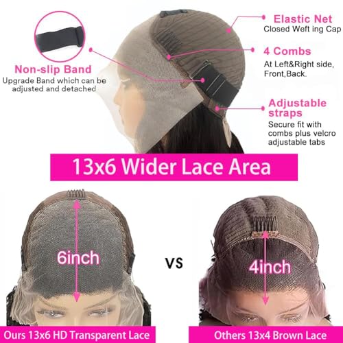 28 Inch 13x6 Deep Wave Lace Front Wigs Human Hair Pre Plucked 200% Density 13x6 HD Transparent Lace Frontal Curly Wig Human Hair Glueless Deep Curly Wigs for Women Natural Black