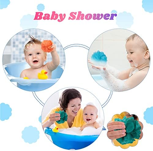 Set of 20 Bath Shower Loofah Sponge Pouf 20g Bath Sponge Mesh Exfoliating Body Scrubber Shower Puff Ball for Women Men Kids Travel Body Wash Exfoliator, 4 Inch, Pink, Beige, Blue, Dark Green, Orange