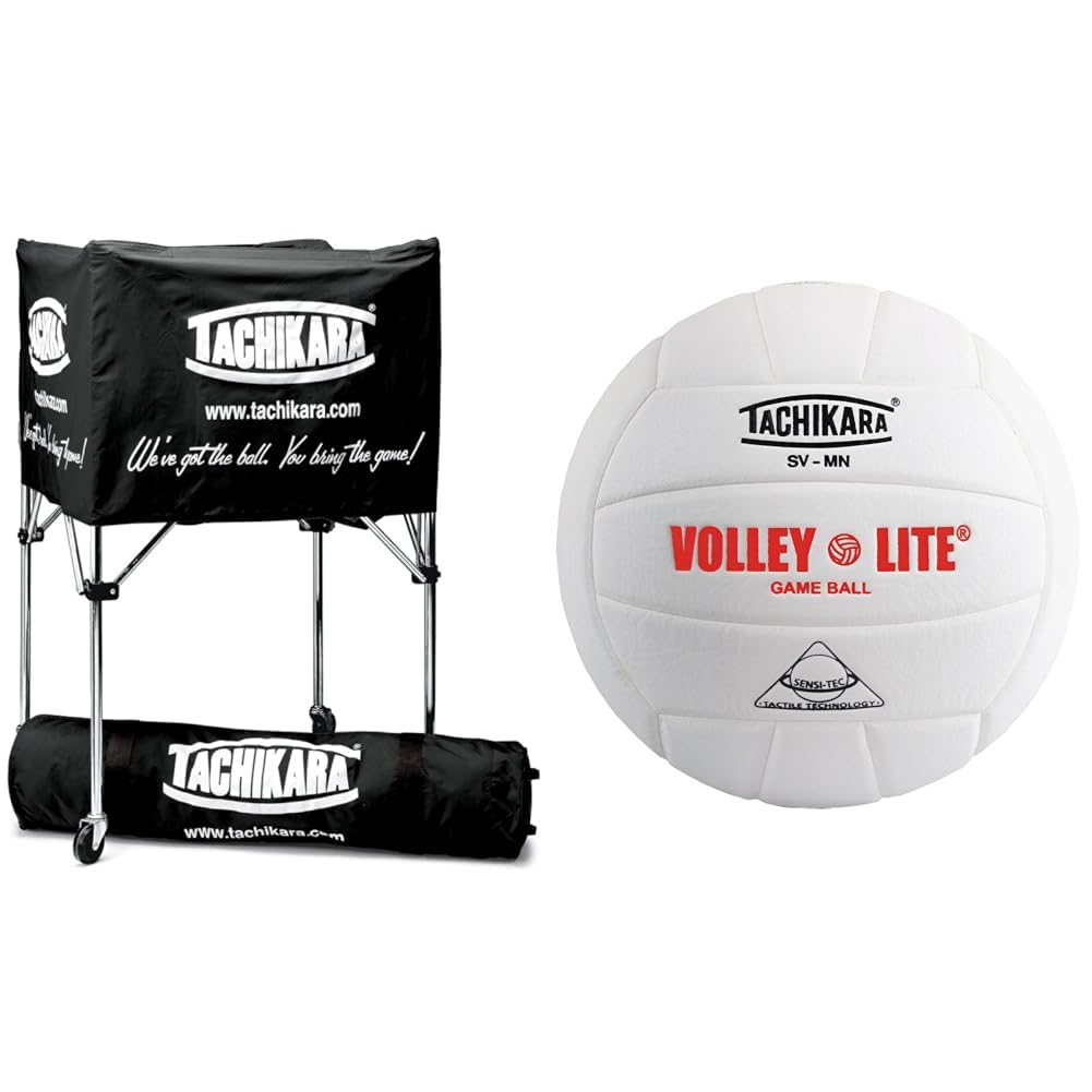 Tachikara BIK-SP Portable Ball Cart (Black) & Volley-Lite® SV-MN Indoor Vol