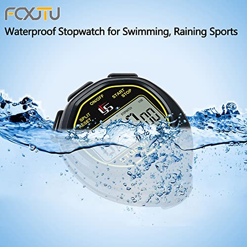 FCXJTU Simple Digital Sports Stopwatch Timer, No Bells, No Clock, No Alarm, Simple Basic Operation, Silent, ON/Off, Pure Stopwatch for Swimming Running Training Kids Coaches Referees Teachers (Black)