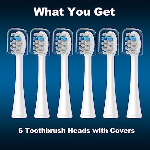 6 Pack Toothbrush Replacement Heads Compatible with WaterPik Sonic Fusion 2.0, FitMount Flossing Brush Head Fit for Water-Pic SF-01W SF-02W and 2.0 SF-03 SF-04