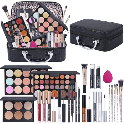 Makeup Kit For Teens,Girls Make up kit,Makeup Set For Women Full Kit with Makeup Box, Eyeshadow Palettes, Lipsticks, Brushes and Beauty Tools,(black)