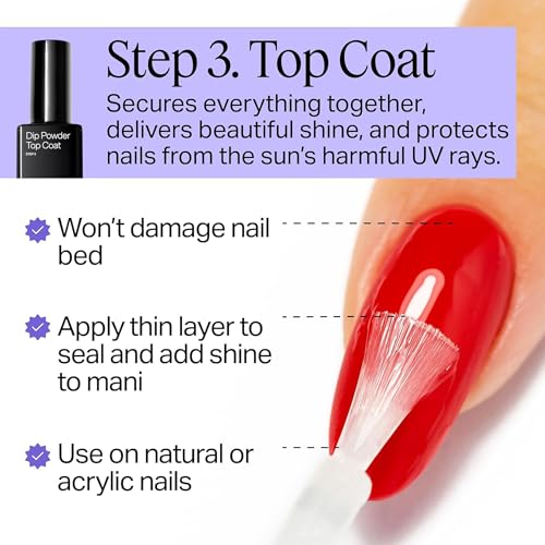 Nailboo Dip Powder Liquid Set, Top Coat, Base Coat & Activator, DIY At Home Manicure, No UV Lamp Needed, For Beginners & Professionals, 0.5 Fl Oz (3 Pack)