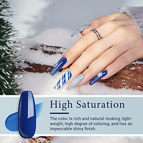 AZUREBEAUTY Dip Powder Nail Kit Starter 4 Colors Winter Blue Grey Purple Brown Dipping Powder System Liquid Set with Base & Top Coat Activator for Christmas French Nail Art Manicure Salon DIY at Home
