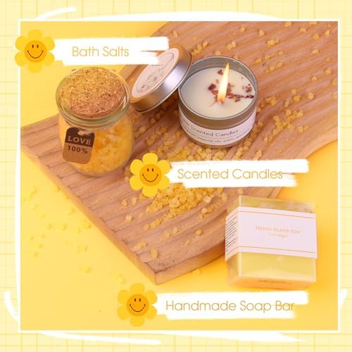 Birthday Gifts for Women - Sunshine Cheer Up Gift Box for Her, Unique Self Care Relaxation Set, Get Well Soon Gift Baskets for Mom, Sister, Best Friend, Coworker, Female, Bestie