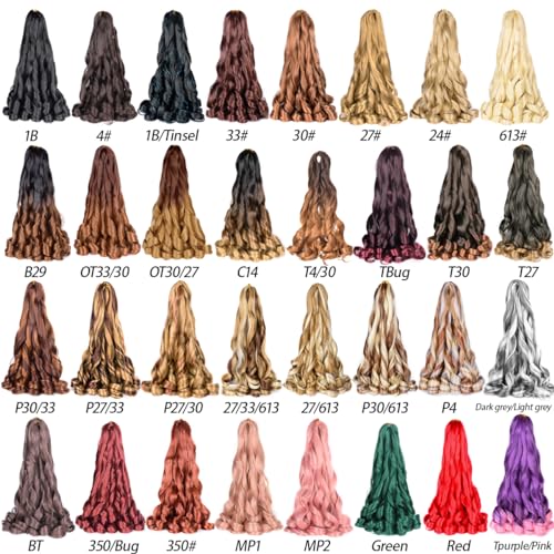 French Curly Braiding Hair 24Inch Loose Wavy 8 Packs #1B Black Bouncy Braiding Hair Extensions 75g/Pack Synthetic French Curl Crochet Hair Extensions（8packs,24Inch)