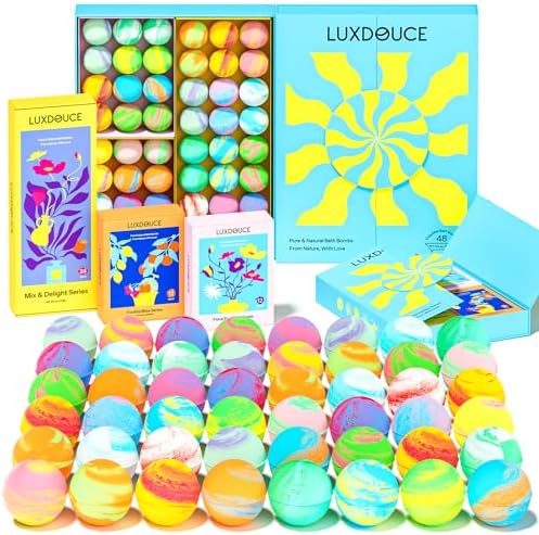 48 Pack Bath Bombs Gift Set – Aromatic Bubble Bombs with 18 Scents, SPA Relaxing & Skin Nourishing, Ideal Self-Care Gifts for Women, Wife, Grandma, or Daughter on Birthdays or Summer Occasions