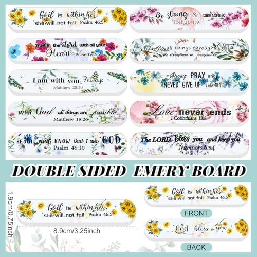 50 Pack Christian Gifts for Women Bulk Church Bible Verse Nail Files Floral Scripture Emery Boards Christian Religious Gift Nail Files for Employee Appreciation Teacher Staff Coworkers Women