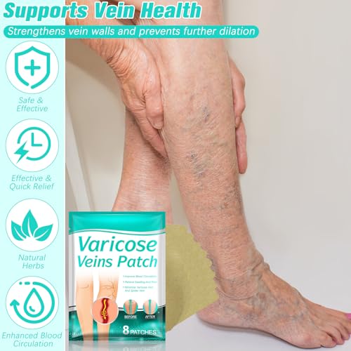 16Pcs LegRenew Varicose Veins Patch,Professional Varicose Veins Soothing Patch for Legs,Varicose Vein Patchs for Legs,Naturally Improves the Appearanceof Leg,Comfortable,Safe and Easy to Use