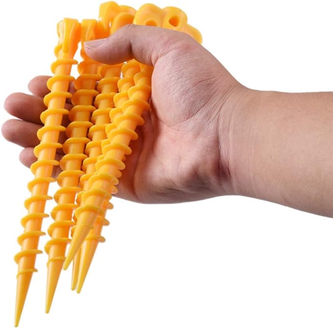 AKOAK 6 Pcs Camping Tent Awning Nail Plastic Beach Nail Screw Outdoor Travel Accessories