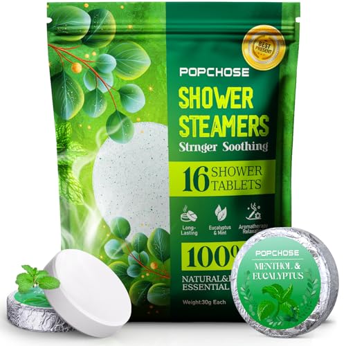 Shower Steamers Aromatherapy POPCHOSE 16 Pack Eucalyptus for Shower, Home SPA & Self Care Relaxation Shower Bombs, Birthday Gifts Stocking Stuffers for Adults Her Mom, Quick Relief Nasal Congestion