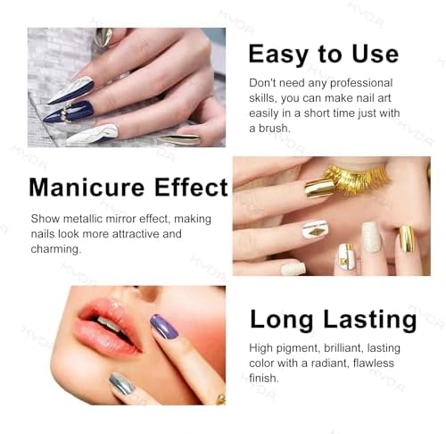 Ownest 12 Colors Mirror Nail Polish Set, Mirror Effect Long Lasting Gorgeous Glossy Manicure Nail Art Decoration, Brilliant Manicure Effect Nail Lacquers Kit-12pcs