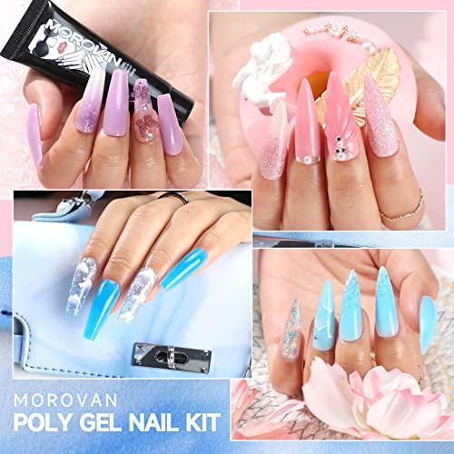 Morovan Poly Gel Nail Colors: 48 Color Poly Eextension Gel Nail Kit with Pure and Glitter Poly Nail Gel for All Season Poly Gel Nail Trendy Nail Art Design