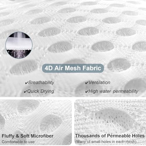 Bath Pillow Bathtub Pillow - Bath Pillows for Tub with Neck, Head, Shoulder and Back Support - 4D Air Mesh Spa Pillow for Bath - Extra Thick, Soft and Quick Dry
