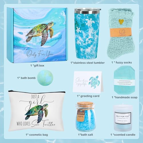 Sea Turtle Gifts for Women,Turtle Gifts Set for Turtle Lovers Turtle Gift Baskets Relaxing Spa Bath Gift Baskets Birthday Gifts for Women Gift Set for Her Sister Friends Mom Mother's Day