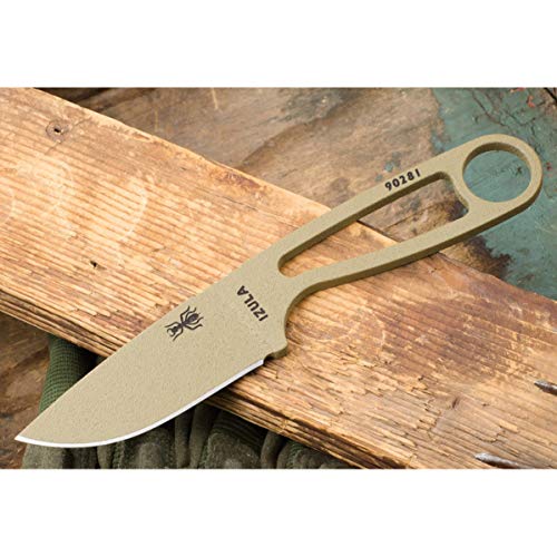 ESEE Izula Fixed Blade Knife w/Molded Polymer Sheath and Clip Plate (Dark Earth Finish/Black Sheath)