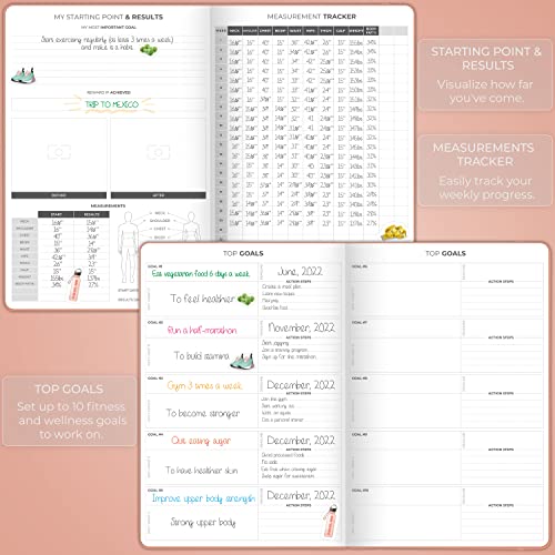 Clever Fox Fitness Journal PRO – Daily Workout Planner with Meal Planner & Habit Tracker – Gym Exercise Log Book for Women & Men – Fitness Planner Notebook – Lasts 6 Months, 7x10” - Light Pink