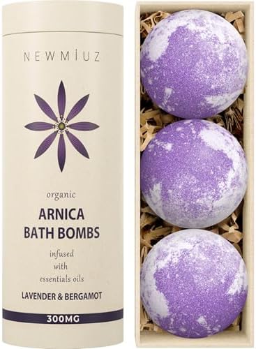Arnica Bubble Bath Bombs Lavender Bergamot Essential Oils Luxurious Mega Foaming Bath Bombs for Dry Skin Nourishment Moisturizing Blissful Bath Gift
