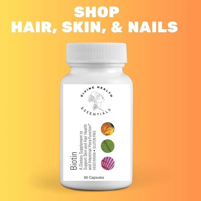 Biotin - 2000 mcg - 60 Capsules Supports Skin and Hair Health. Supports Intestinal Flora Function Vegetarian and Gluten Free