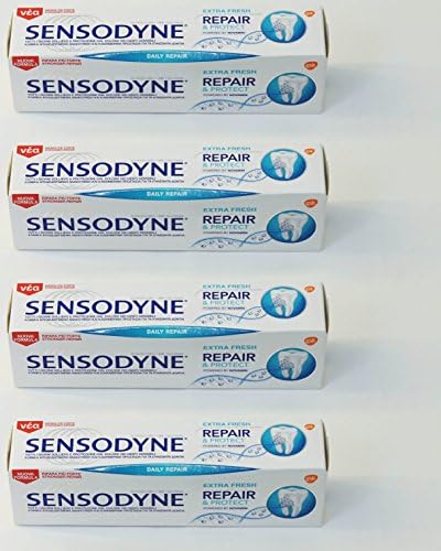 Sensodyne: "Repair & Protect Extra Fresh" Toothpaste, Powered by NovaMin * 2.53 Fluid Ounce (75ml) Tube (Pack of 4) * [ Italian Import ]
