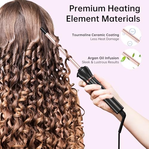 3/8 Inch Small Wand Curling Iron with 9 Temps, 9mm Mini Hair Curler with LCD Display, Fast Heat Up & Anti-Scald Design, Suitable for Short/Long Hair