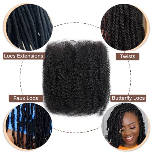 16 Inch Afro Kinkys Bulk Human Hair (100 Gram/Pack), Braiding Hair for Dreadlocks, Loc Repair, Twists, Dreadlock Extensions