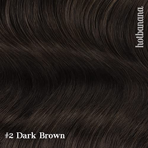 HOTBANANA Human Hair Clip in Hair Extensions, Dark Brown 120g Clip in Hair Extensions Real Human Hair Straight Remy Hair 14 Inch 7pcs